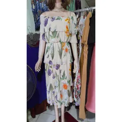 💃💃đầm dập ly hoa bẹt vai💃💃 siêu đẹp, có thể mặc được 2 kiểu: lên vai và bẹt vai đều đẹp Giá 390k Hàng có sẵn giao ngay