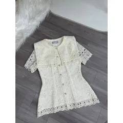 Áo ren  vai thủy thủ vải cao cấp - kiểu dáng peplum, ôm đáp vai Hàng có sẵn giao ngay