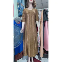 Đầm MAXI trung niên dự tiệc sang trọng vải nhũ ánh kim cao cấp tặng mẹ co giãn tốt bigsize dưới 80kg mặc đẹp Giá 420k