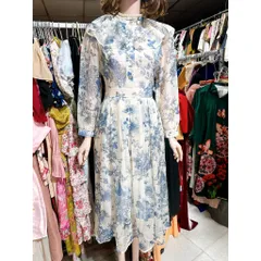 Đầm họa tiết xanh cổ bèo đi làm đi chơi , du lịch siêu đẹp, hàng thiết kế cao cấp Giá 290k Hàng có sẵn giao ngay