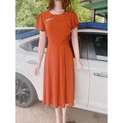 Đầm đính ngọc  Màu cam  Giá 320k Hàng có sẵn giao ngay chất liệu chifffon 2 lớp Hàng cao cấp