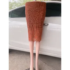 Chân váy ren siêu đẹp Chất liệu ren Màu nâu cam Giá 190k Hàng có sẵn giao ngay