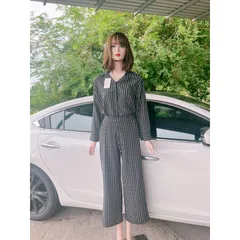 set Bộ cao cấp Quần ống rộng + Áo sơ mi tay dài Set Đồ Form Rộng Chất Vải Dày Dặn, Thoáng Mát, Hàng Xuất Xịn