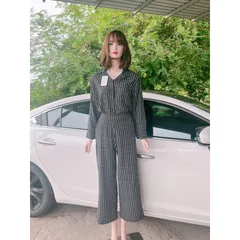 set Bộ cao cấp Quần ống rộng + Áo sơ mi tay dài Set Đồ Form Rộng Chất Vải Dày Dặn, Thoáng Mát, Hàng Xuất Xịn