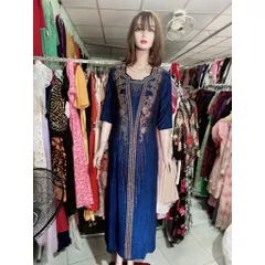 Đầm dạ hội trung niên chất nhũ đính đá co giãn cực tốt cho mẹ dự tiệc sang trọng bigsize dứoi 80kg mặc đẹp
