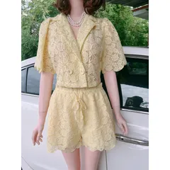 Set ren thiết kế cao cấp. Mềm mịn và mát. Freesize 58kg đổ lại. Hàng có sẵn giao ngay M Màu vàng nhạt Eo quần bo chun