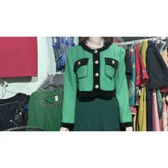 ✔  áo khoác ngoài Dạ Tweed hay mặc làm áo đều được ,Đệm Vai tỉ mỉ Màu xanh phối viền đen nút vàng siêu đẹp Hàng có sẵnáo