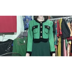 ✔  áo khoác ngoài Dạ Tweed hay mặc làm áo đều được ,Đệm Vai tỉ mỉ Màu xanh phối viền đen nút vàng siêu đẹp Hàng có sẵnáo