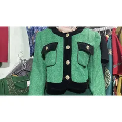 ✔  áo khoác ngoài Dạ Tweed hay mặc làm áo đều được ,Đệm Vai tỉ mỉ Màu xanh phối viền đen nút vàng siêu đẹp Hàng có sẵnáo