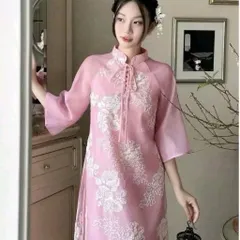 Set áo dài cách tân  tơ thêu hoa cột nơ phối tay voan và quần lụa  Giá 390k/ cả set Hàng có sẵn giao ngay Size SM