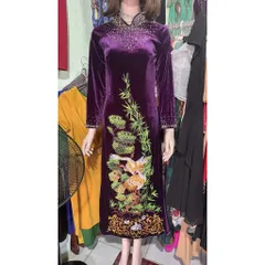 Áo dài nhung thêu cao cấp