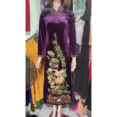 Áo dài nhung thêu cao cấp