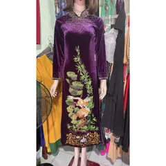 Áo dài nhung thêu cao cấp