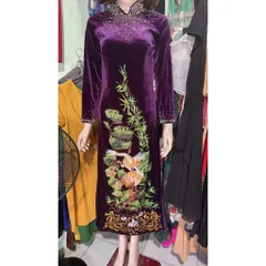 Áo dài nhung thêu cao cấp