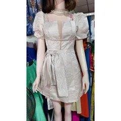 Váy tafta siêu cấp dáng xoè tay ngắn đính đá thủ công nơ eo, hàng thiết kế cao cấp Giá 350k Hàng có sẵn giao ngay