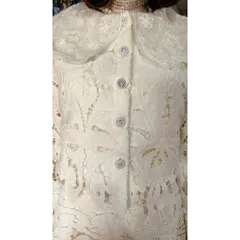Set ren thêu nổi AMYY' cổ đính đá, nút đá siêu đẹp Hàng siêu cấp Màu kem Đúp lót 2 lớp Hàng chính chủ Giá 550k