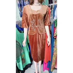 Đầm nhung siêu đẹp Hàng  100% sử dụng hình ảnh thật của sản phẩm  Giá 390k Màu nâu tây Chất liệu nhung cao cấp