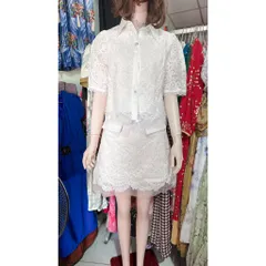 Set bộ áo ren + chân váy ren Hàng có sẵn giao ngay L Giá 399k/ cả bộ Màu trắng