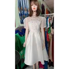 Đầm tapta phối ren màu trắng  Chất liệu tapta cao cấp Hàng có sẵn giao ngay L , có sẵn mút ngực Gia 420k  Hàng đẹp sang