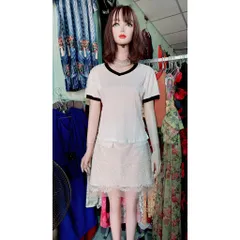 Áo kiểu viền đen Chất liệu thun len co giãn dễ mặc Giá 190k Hàng có sẵn giao ngay Áo trắng viền đen