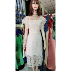 Đầm ren trắng cao cấp Ren nổi y hình  Giá 390k Hàng có sẵn giao ngay S Size S, eo dưới 68cm Chất liệu ren cao cấp