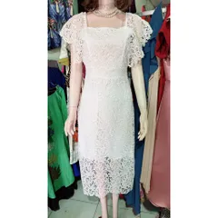 Đầm ren trắng cao cấp Ren nổi y hình  Giá 390k Hàng có sẵn giao ngay S Size S, eo dưới 68cm Chất liệu ren cao cấp
