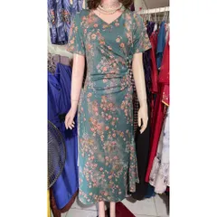 Đầm hoa nhúng eo che khuyết điểm Hàng có sẵn giao ngay XL Có đủ size SMLXL, eo dứoi 84cm mặc đẹp o giãn dễ mặc Giá 330