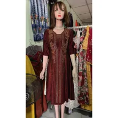 Đầm ép đá cao cấp Màu đỏ đô Giá 399k Hàng có sẵn giao ngay Dứoi 80kg mặc đẹp