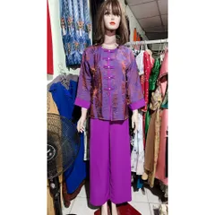 Set Bộ Lam Gấm tencel tơ Tằm Ánh Kim sẵn giao ngay Dưới 65kg mặc đẹp Giá 390k Chất liệu tơ nha xá ánh kim siêu đẹp