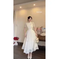 Đầm ren cao cấp Màu trắng Size SM Giá 450k Đúp lót 2 lớp Hàng có sẵn giao ngay M