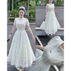 Đầm ren cao cấp Màu trắng Size SM Giá 450k Đúp lót 2 lớp Hàng có sẵn giao ngay M