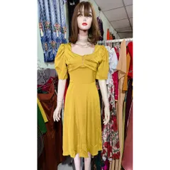 Đầm Xòe Thiết Kế Cổ Vuông Đính Ngọc Phong Cách Sang Trọng Hàng có sẵn giao ngay  Đủ size SMLXL Chất liệu lụa cao cấp