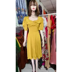Đầm Xòe Thiết Kế Cổ Vuông Đính Ngọc Phong Cách Sang Trọng Hàng có sẵn giao ngay  Đủ size SMLXL Chất liệu lụa cao cấp