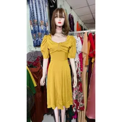 Đầm Xòe Thiết Kế Cổ Vuông Đính Ngọc Phong Cách Sang Trọng Hàng có sẵn giao ngay  Đủ size SMLXL Chất liệu lụa cao cấp