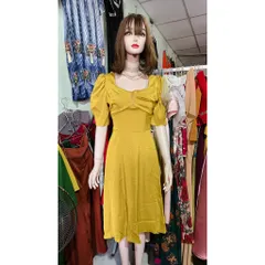 Đầm Xòe Thiết Kế Cổ Vuông Đính Ngọc Phong Cách Sang Trọng Hàng có sẵn giao ngay  Đủ size SMLXL Chất liệu lụa cao cấp