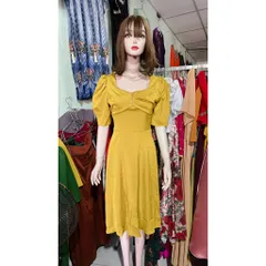 Đầm Xòe Thiết Kế Cổ Vuông Đính Ngọc Phong Cách Sang Trọng Hàng có sẵn giao ngay  Đủ size SMLXL Chất liệu lụa cao cấp