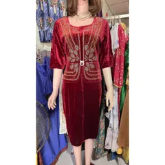 Giá 420k Hàng có sẵn giao ngay Đầm vest nhung đính kết siêu sang Màu đỏ đô Chất liệu nhung co giãn dễ mặc