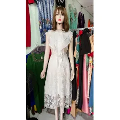 Đầm ren màu trắng dáng dài Size SML mặc đẹp Giá 390k Đúp lót 2 lớp Chiều dài đầm 115cm