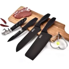 Bộ dao 5 món JAPAN chất liệu thép không gỉ màu đen nhám cao cấp, thiết kế sang trọng, lịch sự Hàng cao cấp Có sẵn