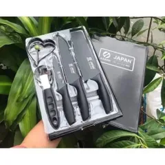Bộ dao 5 món JAPAN chất liệu thép không gỉ màu đen nhám cao cấp, thiết kế sang trọng, lịch sự Hàng cao cấp Có sẵn