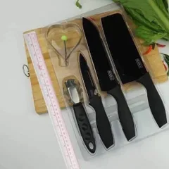 Bộ dao 5 món JAPAN chất liệu thép không gỉ màu đen nhám cao cấp, thiết kế sang trọng, lịch sự Hàng cao cấp Có sẵn