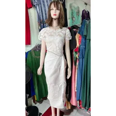 Đầm body dự tiệc tiểu thư tay ngắn phối ren thiết kế xẻ tà nhấn eo sang chảnh kèm mẫu chụp thật Hàng có sẵn giao