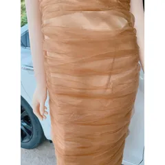 Đầm Nữ Dài , Chất Vải Thun Lưới Thoải Mái, Giá 299k Hàng có sẵn giao ngay L Màu nude Hàng chính chủ Mây có mut ngực