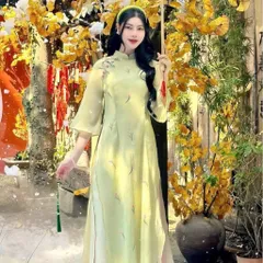 Áo Dài Cách Tân 4 tà Lụa Thêu Hoa Đính Nơ Cao Cấp Đẹp Sang Chảnh Áo Dài Nữ Mặc Tết Lễ Cưới Hàng coa sẵn giao ngay S