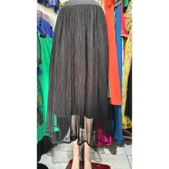 Chân  váy xếp ly chữ A lưới, dáng dài eo cao dành cho nữ Haàng có sẵn giao ngay Dưới 70kg mặc đẹp Màu đen Giá 260k
