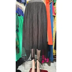 Chân  váy xếp ly chữ A lưới, dáng dài eo cao dành cho nữ Haàng có sẵn giao ngay Dưới 70kg mặc đẹp Màu đen Giá 260k