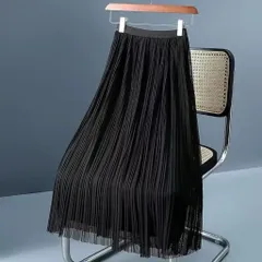 Chân  váy xếp ly chữ A lưới, dáng dài eo cao dành cho nữ Haàng có sẵn giao ngay Dưới 70kg mặc đẹp Màu đen Giá 260k