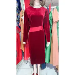 Đầm nhung dáng dài Hàng có sẵn giao ngay Eo dưới 95cm mặc đẹp Chất liệu nhung co giãn dễ mặc Giá 320k
