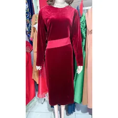 Đầm nhung dáng dài Hàng có sẵn giao ngay Eo dưới 95cm mặc đẹp Chất liệu nhung co giãn dễ mặc Giá 320k