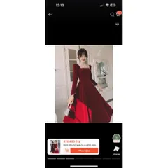 ĐẦM NHUNG ĐỎ MIDI TAY DÀI KÈM TAG Một chiếc đầm midi màu đỏ che khuyết điểm cho nàng tự tin thả dáng 😍, có sẵn mút ngực